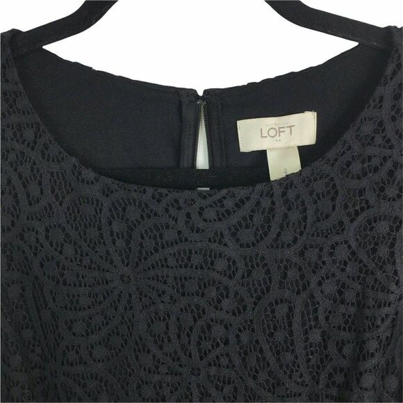 Loft Womens Size 2 Dress Bodice Lace Overlay Pleated Skirt Scoop Neck Sleeveless - Picture 3 of 9